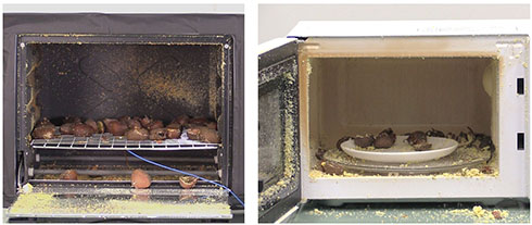 栗破裂後のオーブンやレンジ