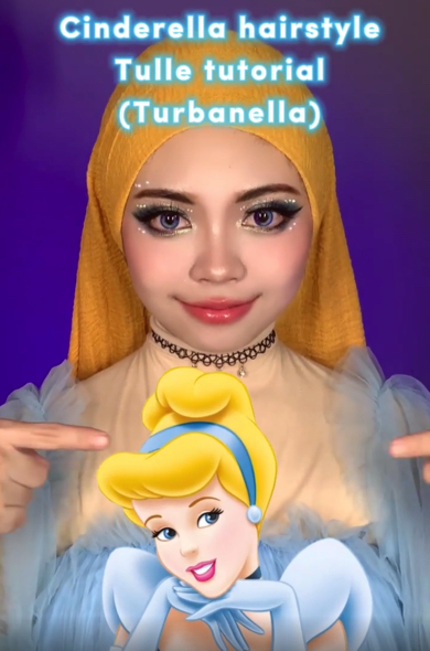 ヒジャブで作るディズニープリンセスのヘアスタイル