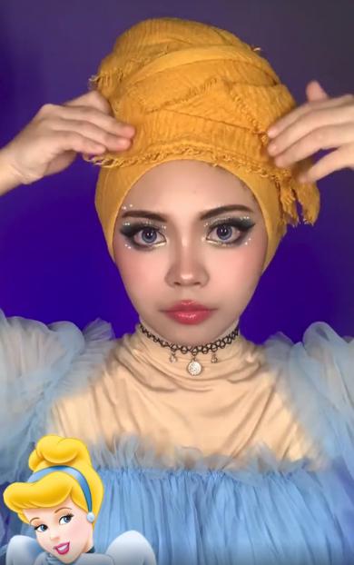 ヒジャブで作るディズニープリンセスのヘアスタイル