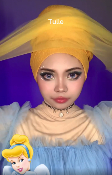 ヒジャブで作るディズニープリンセスのヘアスタイル