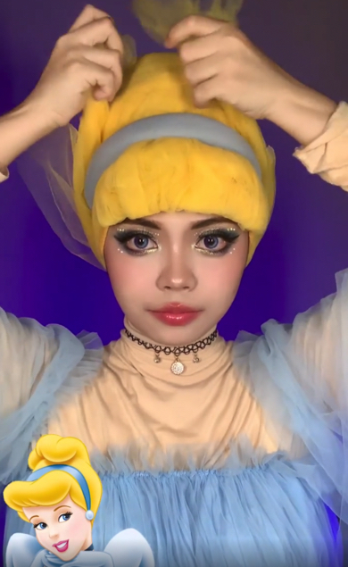 ヒジャブで作るディズニープリンセスのヘアスタイル