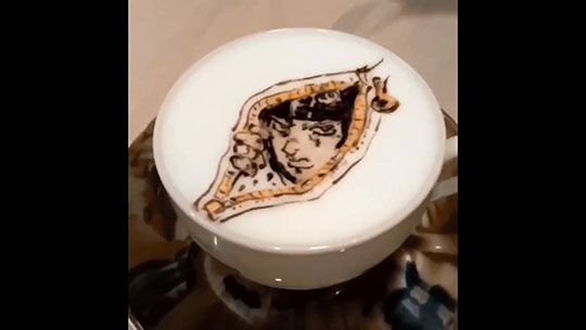 ジョジョの奇妙な冒険、ブローノ・ブチャラティの生誕祭にI-cafeが投稿した逆再生のラテアートがハイクオリティーすぎる