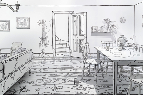 平面に描かれたような立体アート