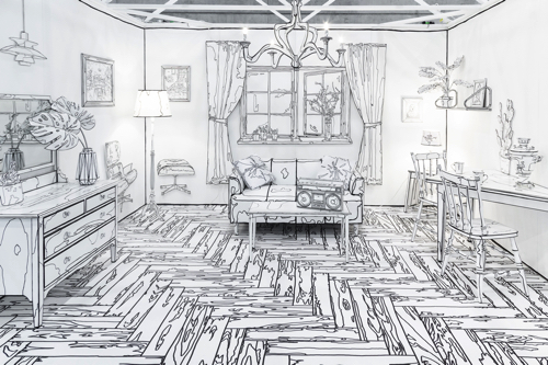 平面に描かれたような立体アート