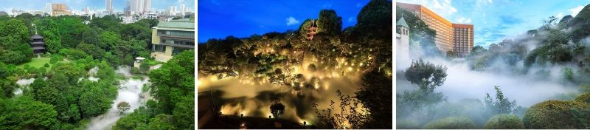 散策できる広大なホテルの庭園では四季の風情を満喫