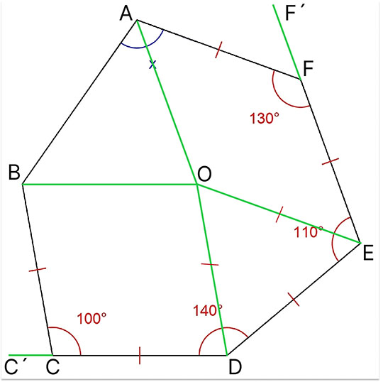 五等辺六角形 数学 パズル 角度を求める問題 小学生・中学生にも解ける