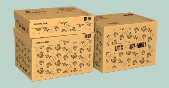 コミカルな表情のアーニャとボンドの総柄のオリジナルボックス