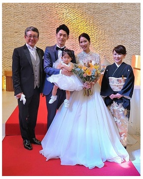 布川敏和、つちやかおり、娘・桃花らの結婚式写真