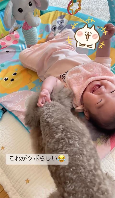 口を少しあけて笑う赤ちゃん