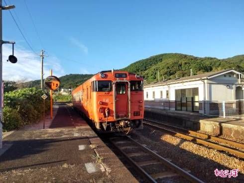 ちょうど単行のディーゼルカーが来ました