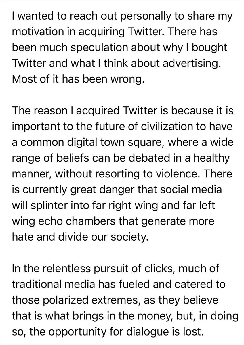 イーロン・マスク氏、Twitter買収の理由を語る　「文明の未来に重要」