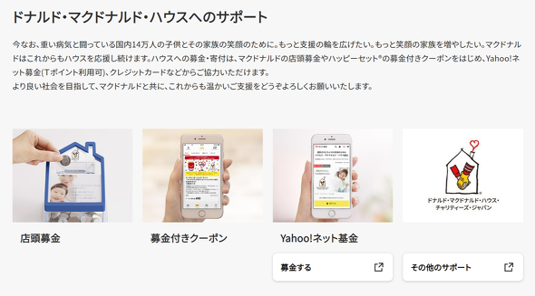 日本マクドナルドのチャリティー活動