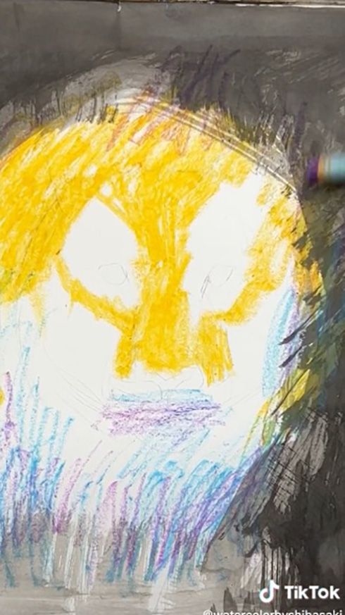 100均の墨汁とクレヨンでおじいちゃんがお絵かき　描かれたトラの完成度が「笑っちゃう」と話題に