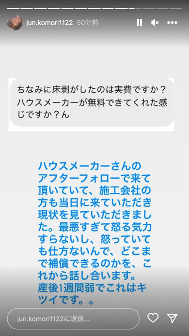タレント小森純の5年半自宅に住宅欠陥