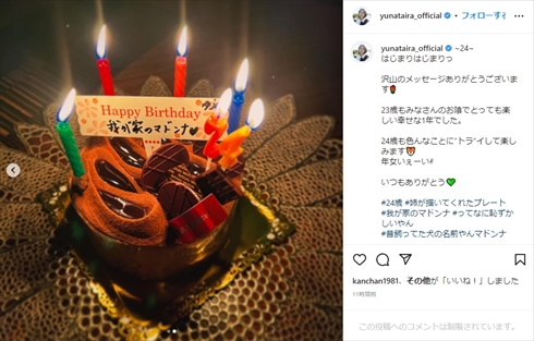 24歳の誕生日を迎えた平祐奈のバースデーケーキ