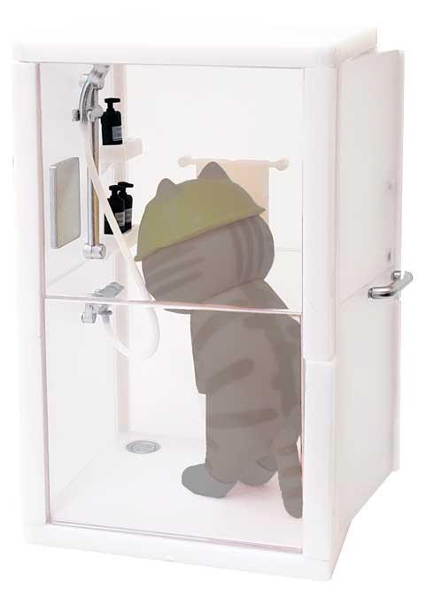 カプセルトイ 1/24 シャワールーム 仕事猫 フィギュア
