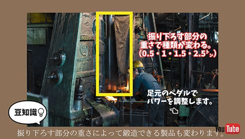 特大ハンマーを操作する職人さん