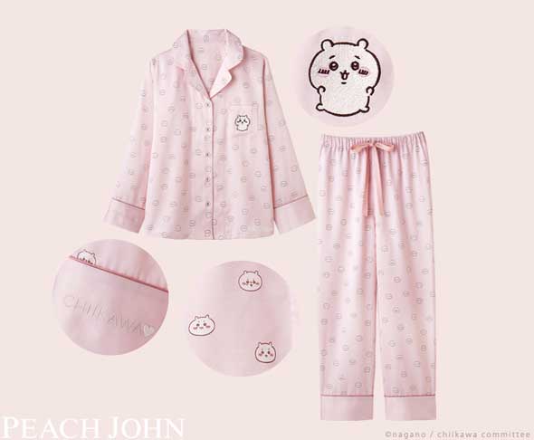 新品未使用☆即完売 レア商品 ピーチジョン ちいかわ裏起毛サテンシャツパジャマ ちいかわとハチワレになりきれるルームウェア!? ピーチ・ジョン