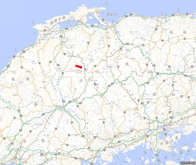 奥出雲おろちループの場所（地理院地図を加工）