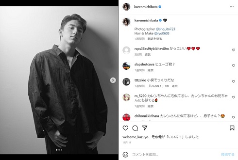 道端カレンと長男のヒューゴ