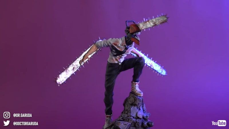 「チェンソーマン」のフィギュアを粘土で手作り　荒ぶるデンジを見事に表現！　刃の駆動音が聞こえてきそう