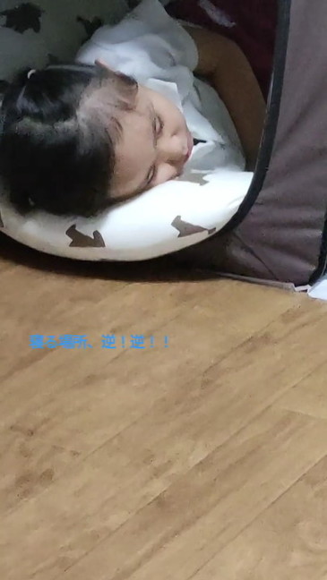 ケージで寝ている女の子