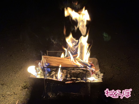 たき火がいい感じになってきた