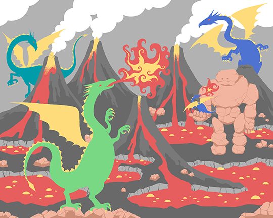 この中に「ドラゴンの卵」が隠れています　金・銀・銅、3種類の卵を見つけ出せ！　ファンタジーな隠し絵クイズに挑戦しよう【ドラゴンの棲む火山地帯篇】