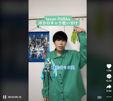 初音ミクのマネをしているところ