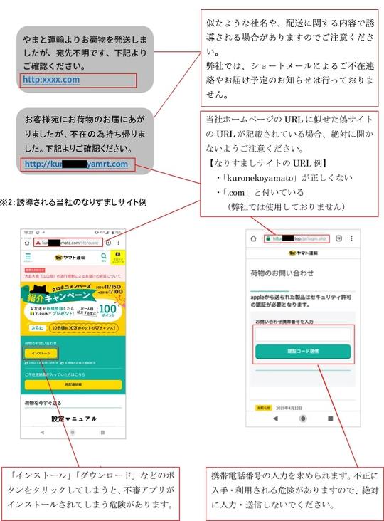 ヤマト運輸は1月4日、同社を装った迷惑メールや電話、サイトについて、「コンピューターウイルスに感染する恐れがある」「不正に個人情報が利用される可能性もある」として注意喚起