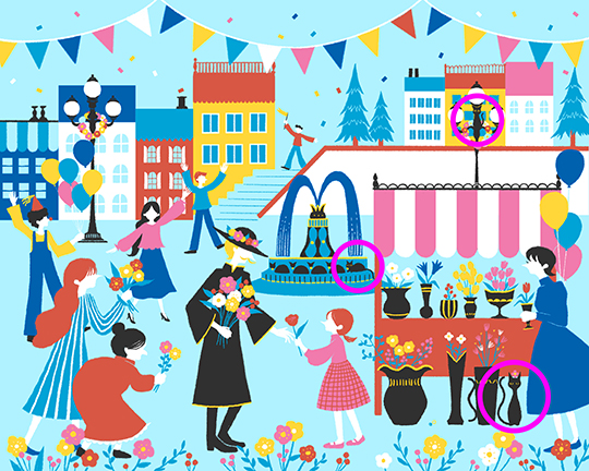 この中に「黒ねこ」が隠れています　ちょこんと座っててカワイイ　ファンタジーな隠し絵クイズに挑戦しよう【ある離島の村篇】