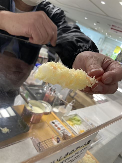 食品サンプル えび天 天ぷら 実演 作り方 職人技 いわさき おいしさのアート展