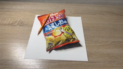 鉛筆画です」→「え!?」「頭パニックになる」 ポテトチップスの