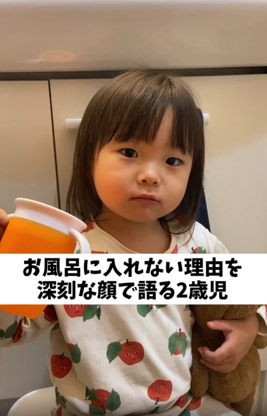 お風呂に入れなかった理由を深刻な顔で語る2歳児との会話