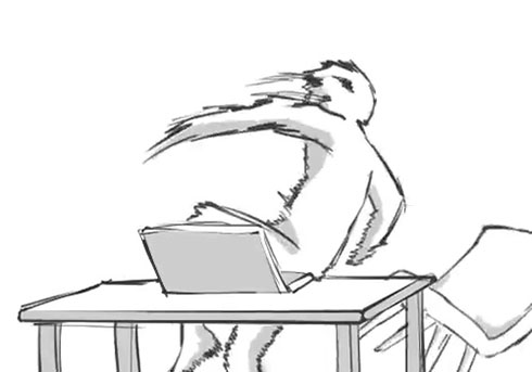 パソコンに衝撃を受ける人