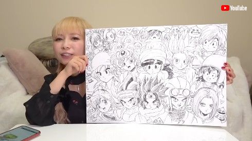 ドラゴンクエストのイラストを描く中川翔子