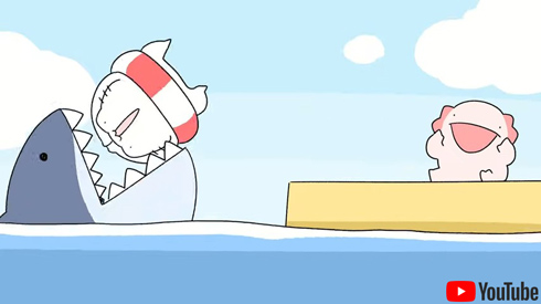 海上保安庁PR動画・ネコがサメに食われるシーン