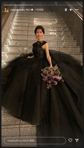 結婚披露宴を行った山本里菜アナのウエディングドレス姿