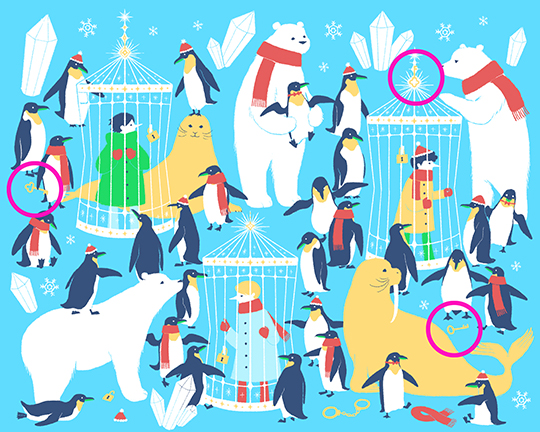 この中に「牢屋の鍵」が隠れています　脱出できるかな？　ファンタジーな隠し絵クイズに挑戦しよう【氷の監獄篇】