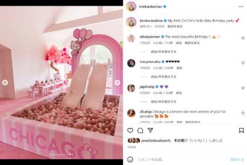 キム・カーダシアンが娘の誕生日パーティーにハローキティ