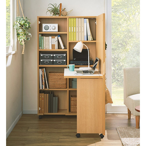 開くとワークスペースができる棚が登場　「移動式マイルーム」が在宅ワークに便利そう