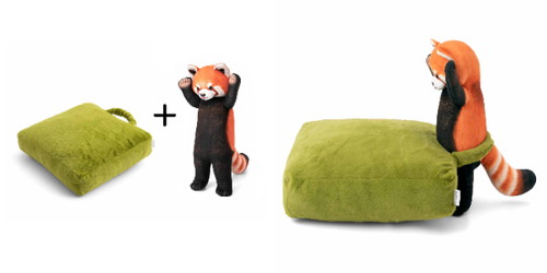 「レッサーパンダに威嚇されるお昼寝クッション」