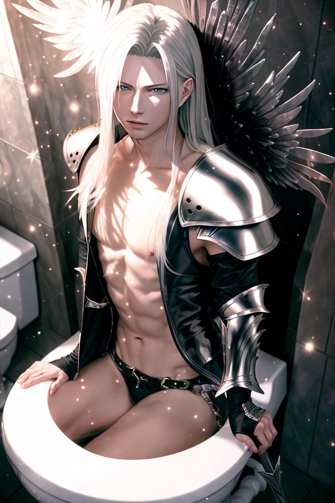 AIイラスト「トイレに入るセフィロス」2022年からの進化がすごいけどツッコミどころ爆増で人気　「片翼の便器」「おトイレの中でじっとしててくれ」