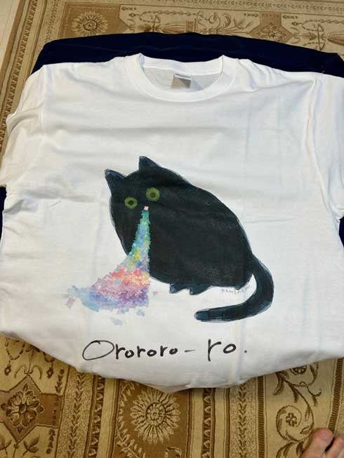 猫 オロロロ Tシャツ ゲロ 虹色 キラキラ 吐く イラスト