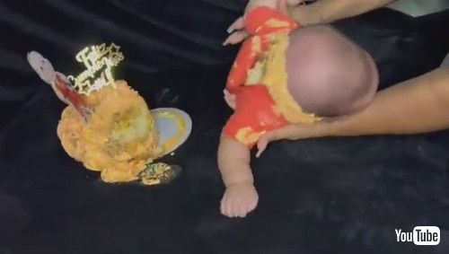 「Baby Rolls Headfirst into Birthday Cake || ViralHog」