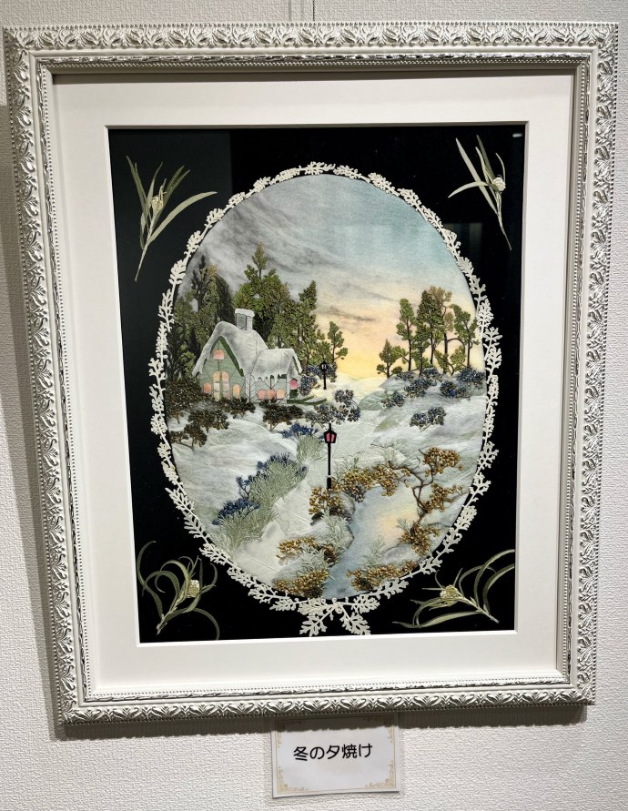 押し花絵『夕暮の集落』　希少品 押し花絵『夕暮の集落』 希少品 - メルカリ