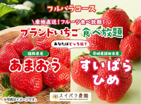 　スイーツパラダイス（スイパラ）では2月20日から、ブランドいちごが食べ放題になる「あまおうorすいぱらひめ　あなたはどっち派？」を実施