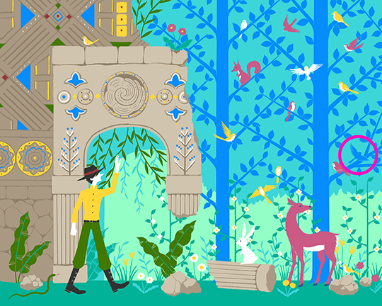 この中に「青い鳥」が隠れています　見つかると幸せに？　ファンタジーな隠し絵クイズに挑戦しよう【遺跡に眠る森篇】