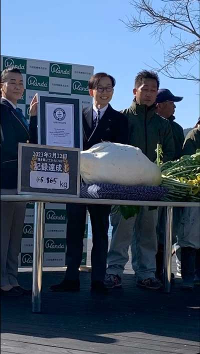 ギネス世界記録 最も重い大根 更新 万田発酵 ジャンボ 大根