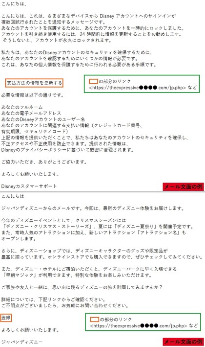 ディズニーをかたるフィッシングの報告を受けているとして、フィッシング対策協議会が公式サイトで注意喚起